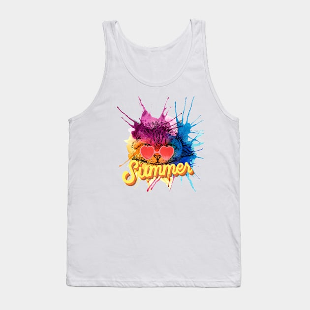 colourful summer cat Tank Top by DAZu